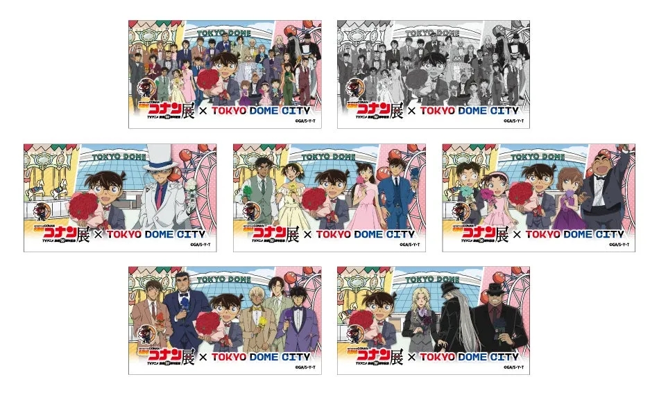 名探偵コナンのイベントのイラストが描かれたカード。様々なキャラクターが描かれています。