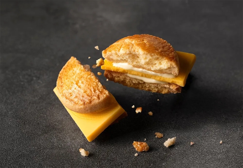 クッキーサンド,チーズ,クリーム,スイーツ,お菓子,デザート,割れた,飛び散る,食べ物,ダーク背景