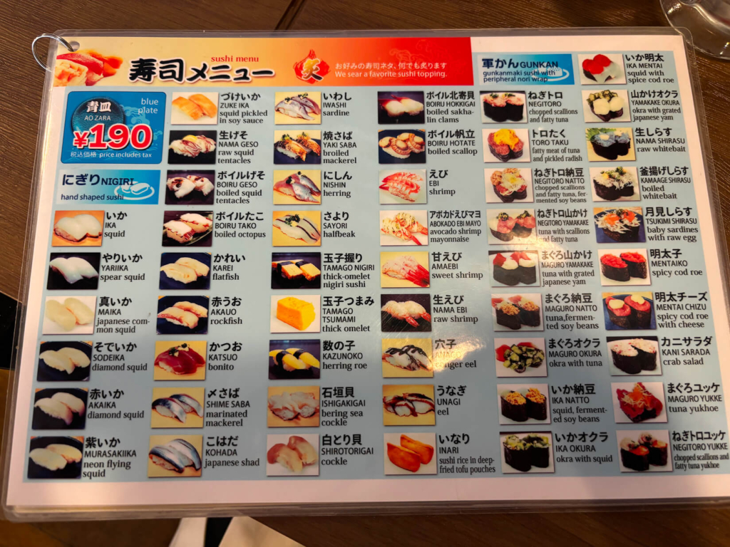 番屋余市 上野店寿司メニュー