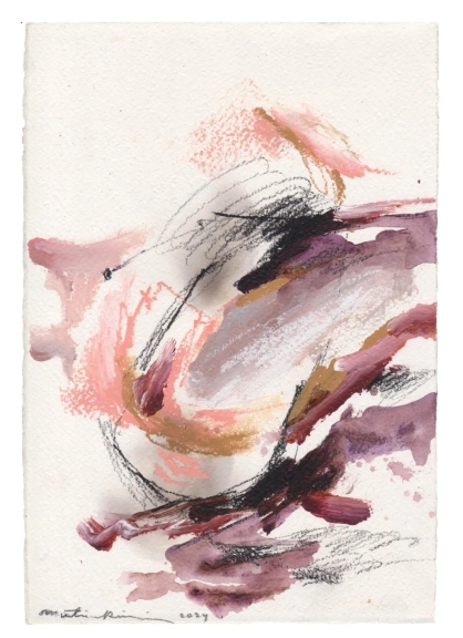 水彩と鉛筆による抽象的な絵画