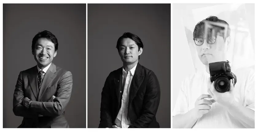 3人の男性のモノクロポートレート